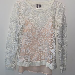 Chelsea 28 Cream Embroidered overlay w Pink Cami